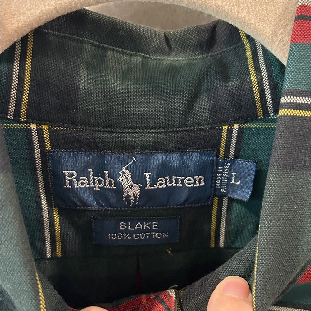 Ralph Lauren Men’s Green and Red Plaid Button-Down Shirt - Picture 4 of 4